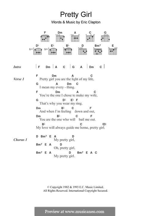 Pretty Girl: Für Gitarre by Eric Clapton