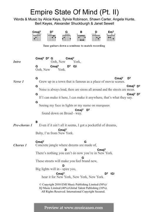 Empire State of Mind (Part II) Broken Down: Für Gitarre by Alexander Shuckburgh, Alicia Keys, Angela Hunte, Bert Keyes, Janet Sewell-Ulepic, Jay-Z, Sylvia Robinson