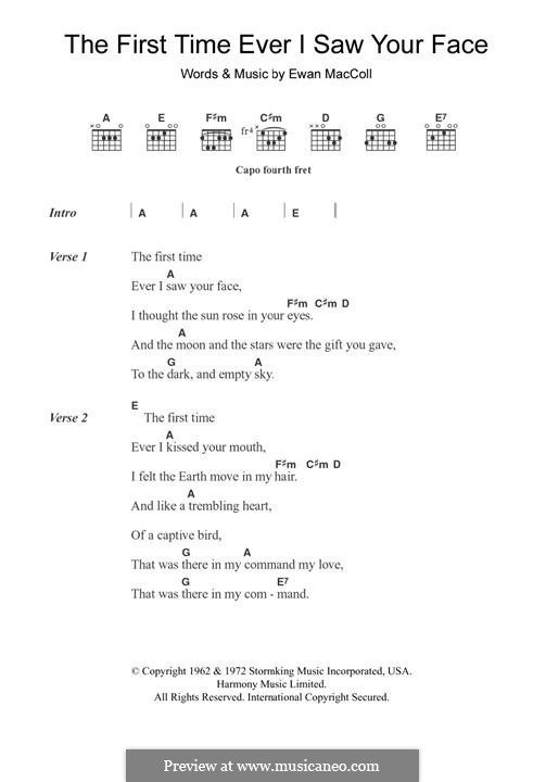 The First Time Ever I Saw Your Face: Für Gitarre by Ewan MacColl