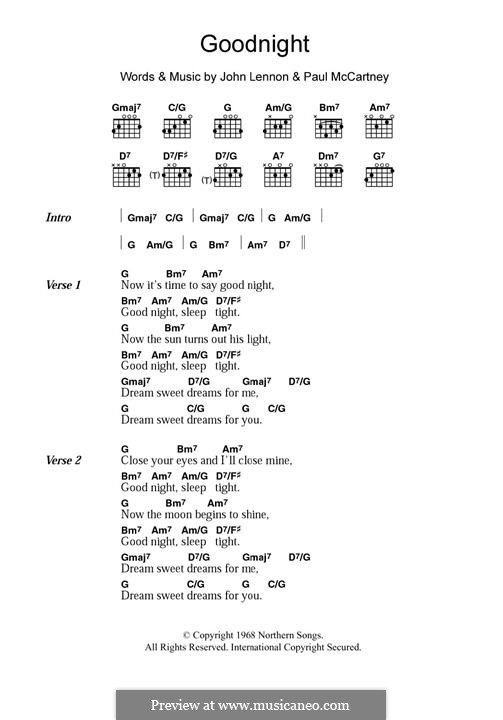 Good Night (The Beatles): Für Gitarre by John Lennon, Paul McCartney