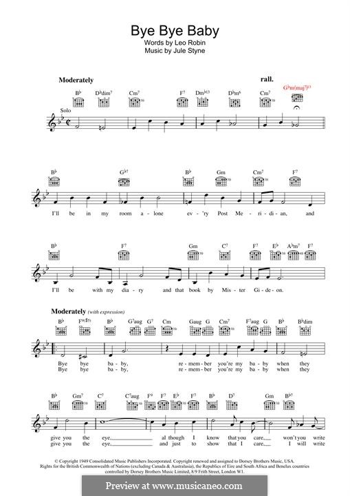Bye Bye Baby: Für Keyboard by Jule Styne