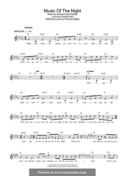 The Music of the Night (instrumental version): Für Keyboard by Andrew Lloyd Webber