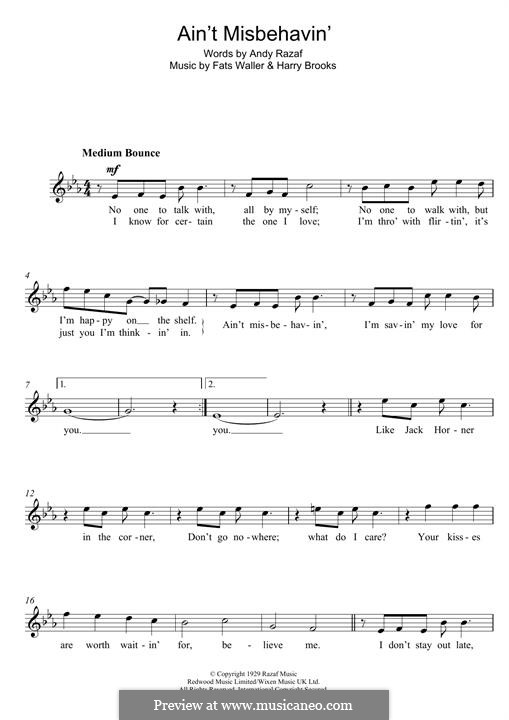 Ain't Misbehavin': Für Keyboard by Fats Waller, Harry Brooks