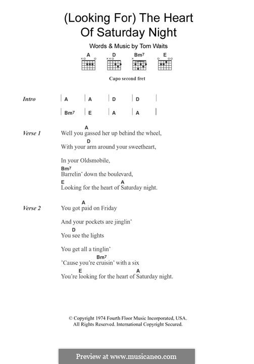 (Looking For) The Heart of Saturday Night: Für Gitarre by Tom Waits