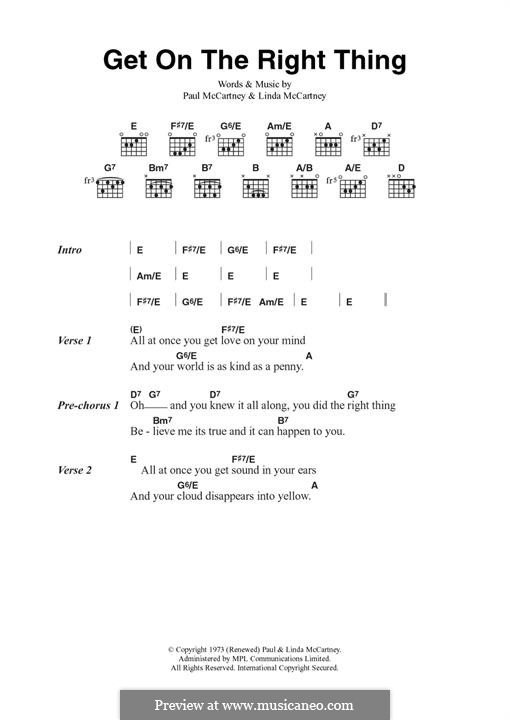 Get on the Right Thing (Wings): Für Gitarre by Linda McCartney, Paul McCartney