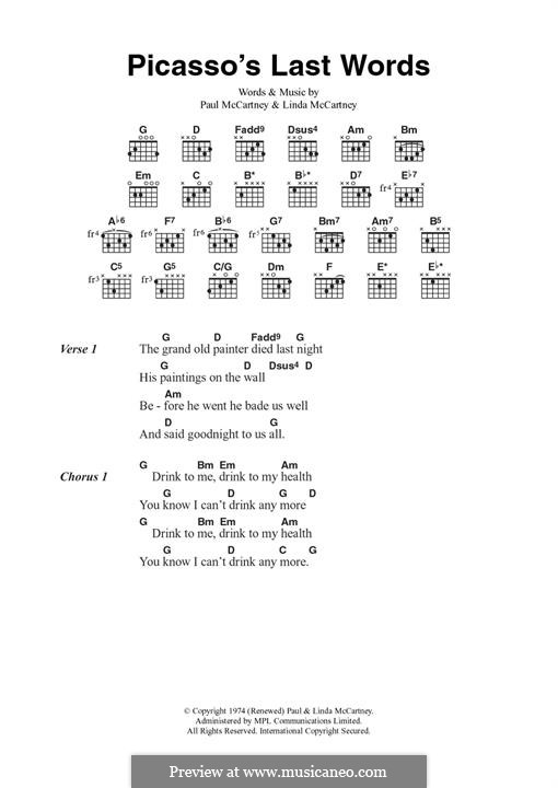 Picasso's Last Words (Wings): Für Gitarre by Linda McCartney, Paul McCartney