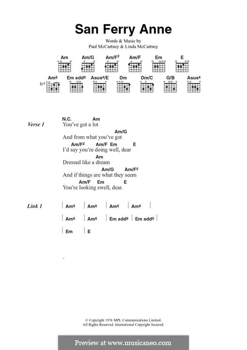 San Ferry Anne (Wings): Für Gitarre by Linda McCartney, Paul McCartney