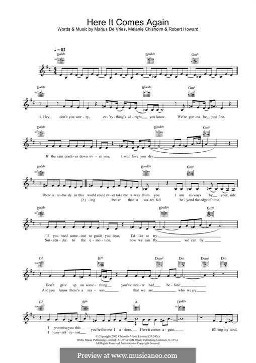 Here It Comes Again (Melanie C): Für Keyboard by Marius De Vries, Robert Howard