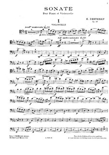 Sonate für Cello und Klavier, Op.46: Solostimme by Edouard Destenay