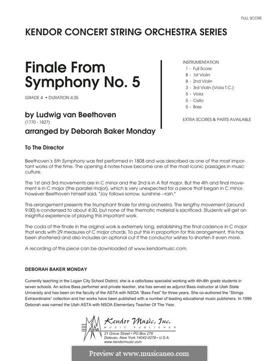 Teil IV: For string ensemble – Full Score by Ludwig van Beethoven