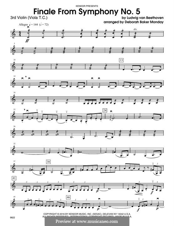 Teil IV: For string ensemble – Violin 3 (Viola T.C.) part by Ludwig van Beethoven