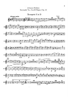 Ständchen Nr.1 in D-Dur, Op.11: Trompetenstimmen by Johannes Brahms