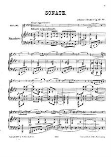 Sonaten für Klarinette (oder Bratsche) und Klavier, Op.120: Version für Violine und Klavier by Johannes Brahms