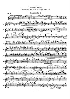 Ständchen Nr.2 in A-Dur, Op.16: Klarinettenstimmen by Johannes Brahms