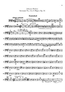 Ständchen Nr.2 in A-Dur, Op.16: Kontrabass-Stimme by Johannes Brahms