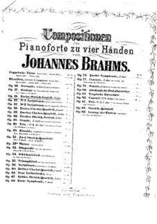 Streichsextett Nr.1 in B-Dur, Op.18: Version für Klavier, vierhändig by Johannes Brahms