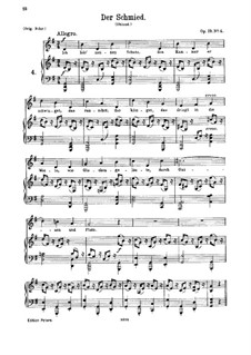 Fünf Gedichte, Op.19: Nr.4 Der Schmied by Johannes Brahms