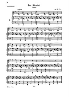 Fünf Gedichte, Op.19: Nr.4 Der Schmied by Johannes Brahms