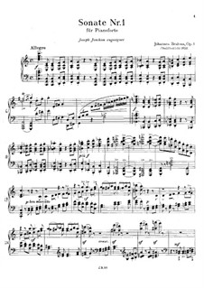 Sonate für Klavier Nr.1 in C-Dur, Op.1: Für einen Interpreten by Johannes Brahms