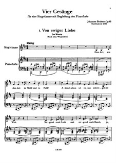 Vier Gesänge, Op.43: Vollsammlung by Johannes Brahms