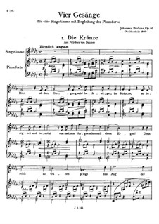 Vier Lieder, Op.46: Vollsammlung by Johannes Brahms