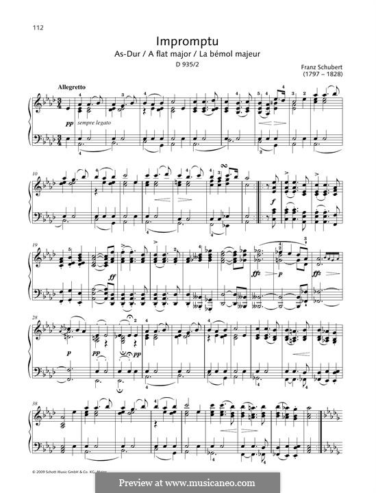 Vier Impromptus für Klavier, D.935 Op.142: Impromptu No.2 by Franz Schubert