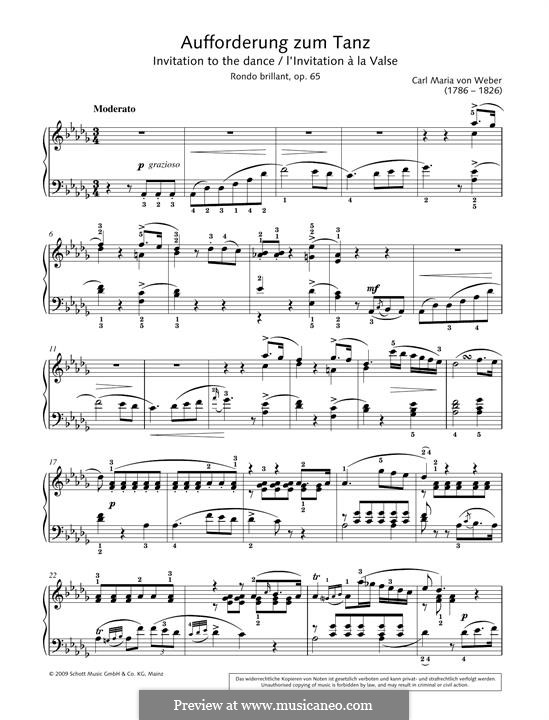 Aufforderung zum Tanze, J.260 Op.65: Für Klavier by Carl Maria von Weber