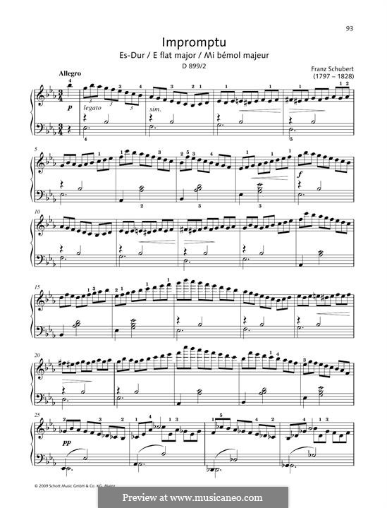 Vier Impromptus für Klavier, D.899 Op.90: Impromptu No.2 by Franz Schubert