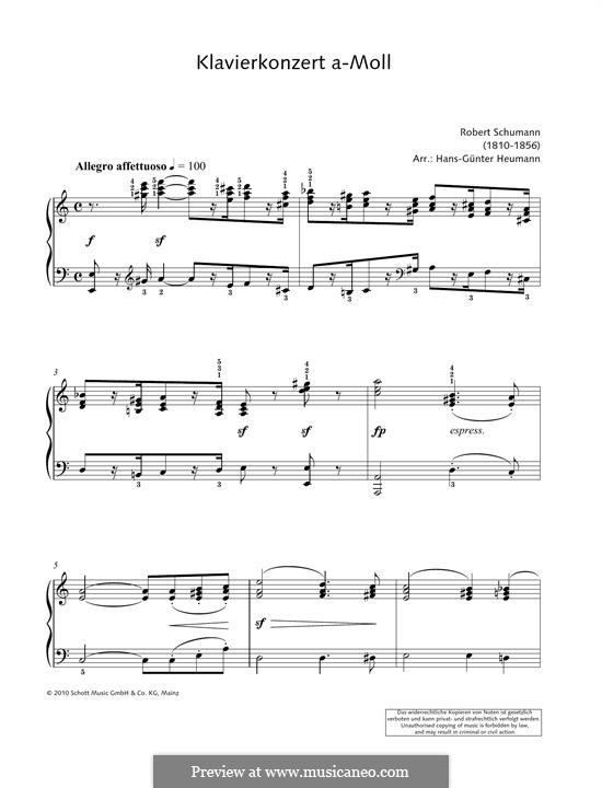 Konzert für Klavier und Orchester in a-Moll, Op.54: Allegro (theme) by Robert Schumann