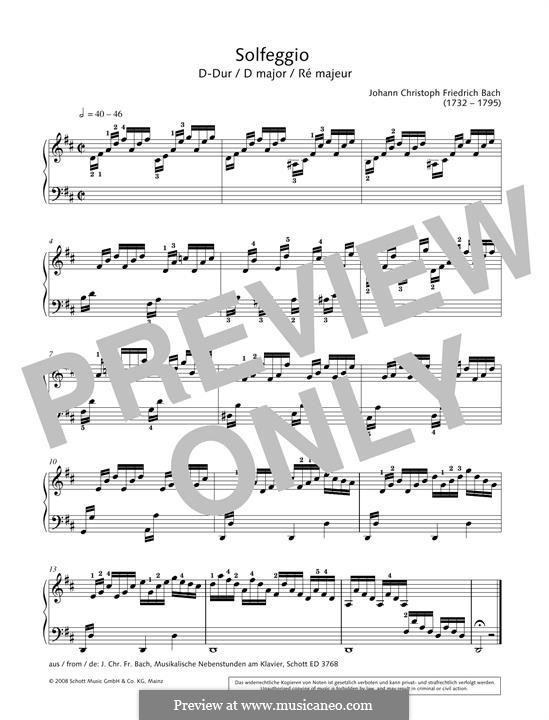 Solfeggio in D major: Für Klavier by Johann Christoph Friedrich Bach