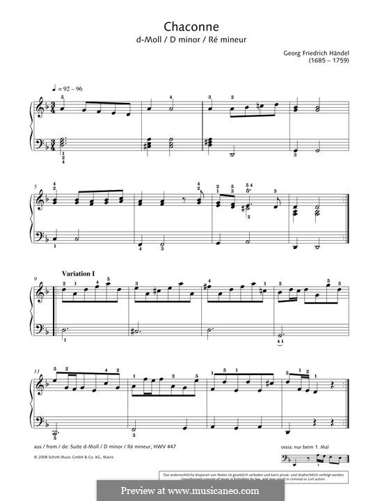 Suite Nr.4 in d-Moll, HWV 437: Chaconne by Georg Friedrich Händel