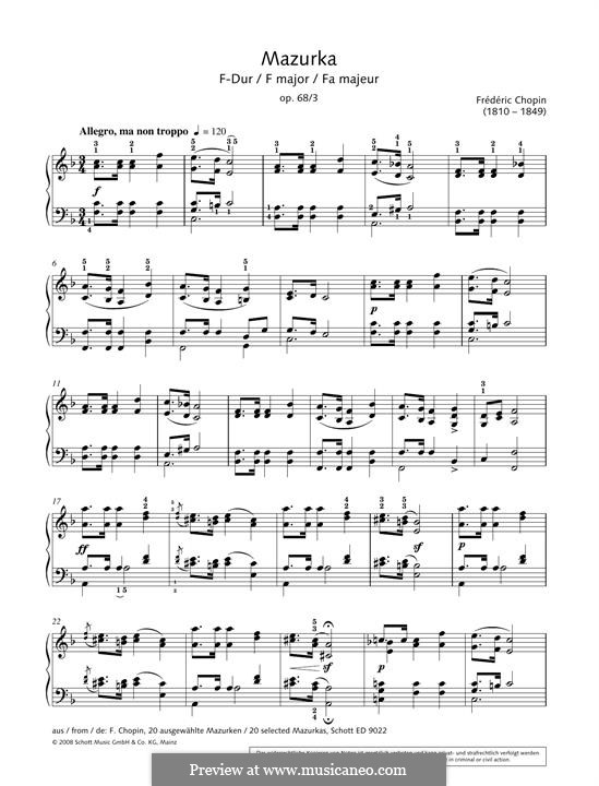 Mazurkas, Op. posth.68: No.3 in F Major by Frédéric Chopin