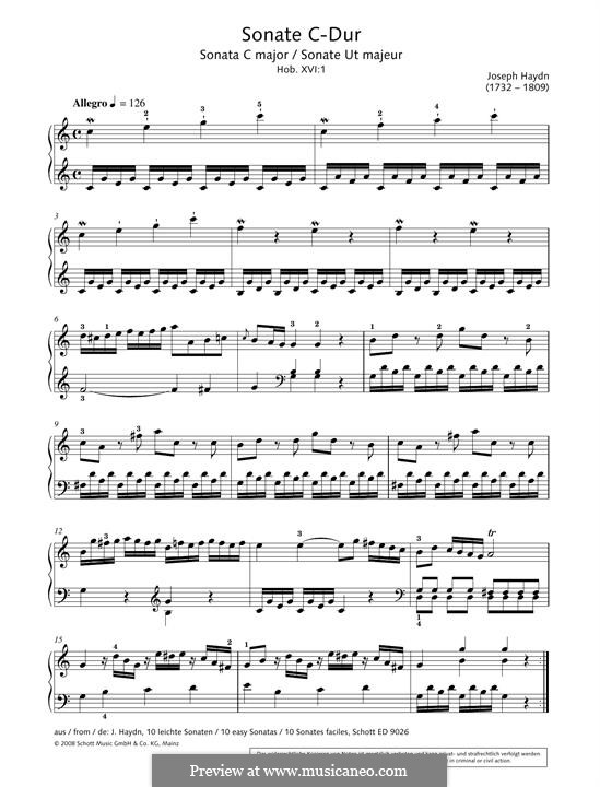 Sonate für Klavier Nr.10 in C-Dur, Hob.XVI/1: Für einen Interpreten by Joseph Haydn
