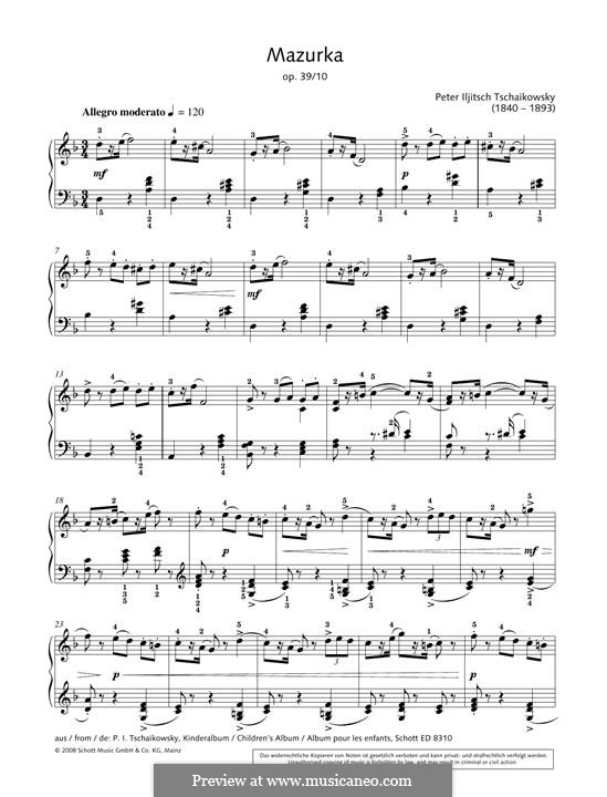 Nr.10 Mazurka: Für Klavier by Pjotr Tschaikowski