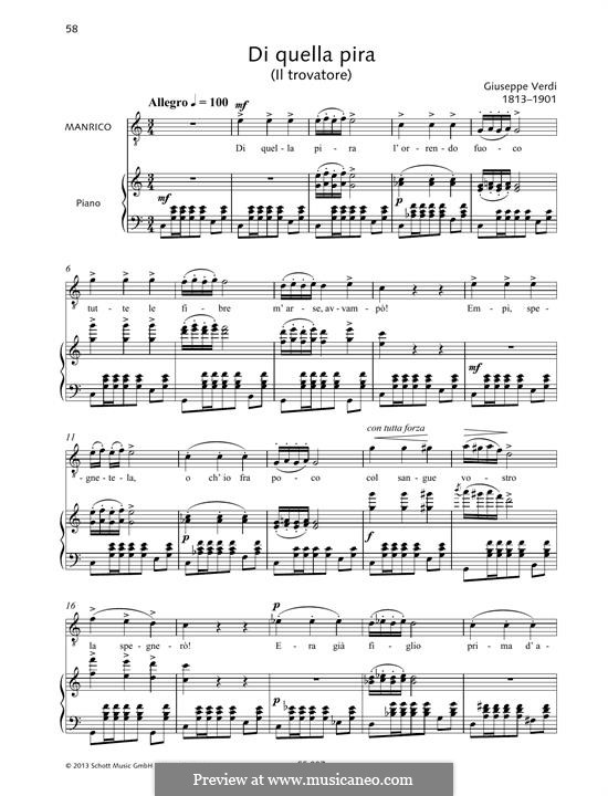 Di Quella Pira: Für Stimme und Klavier by Giuseppe Verdi