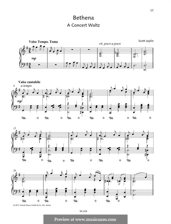 Bethena: Für Klavier by Scott Joplin