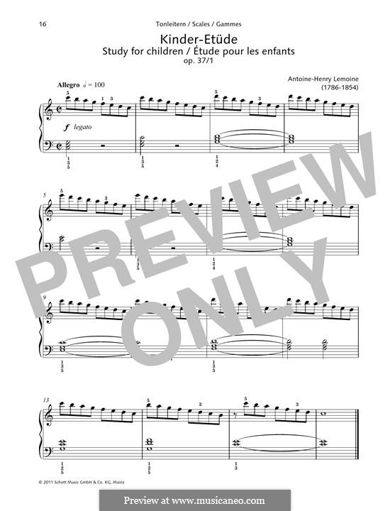 Etüden, Op.37: No.1 Study for children by Henry Lemoine