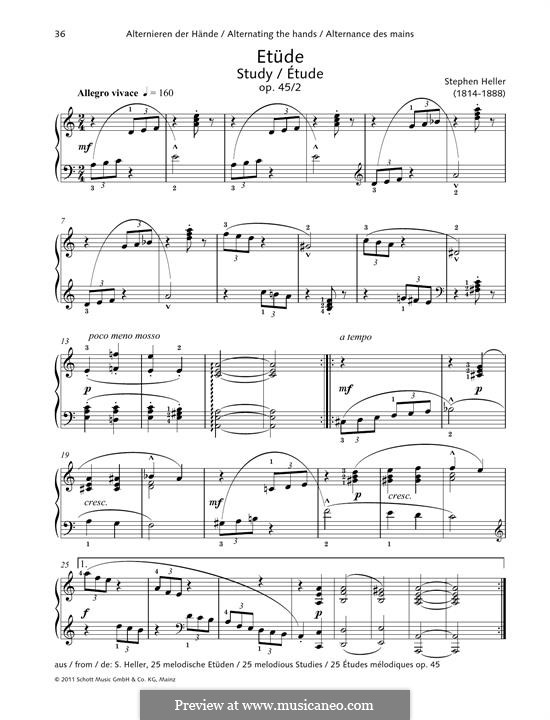 Fünfundzwanzig Etüden, Op.45: Etüde Nr.2 by Stephen Heller