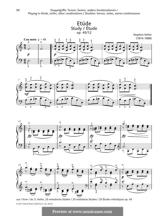 Fünfundzwanzig Etüden, Op.45: Etüde Nr.12 by Stephen Heller