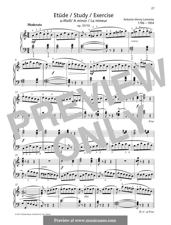 Etüden, Op.37: No.10 Study A minor by Henry Lemoine