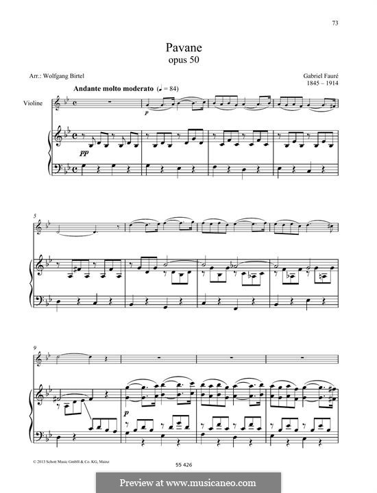 Pavane, Op.50: Für Violine und Klavier by Gabriel Fauré