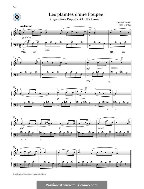 Der kleinen Puppe Klagelied: Für Klavier by César Franck