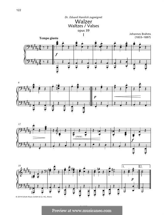 Vollständiger Satz: Für Klavier by Johannes Brahms