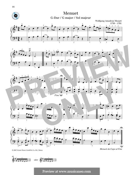 Menuett für Klavier in G-Dur, K.1/1e: Für einen Interpreten by Wolfgang Amadeus Mozart