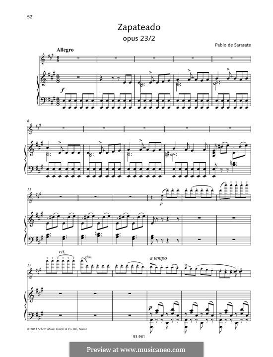 Zapateado, Op.23: Für Violine und Klavier by Pablo de Sarasate