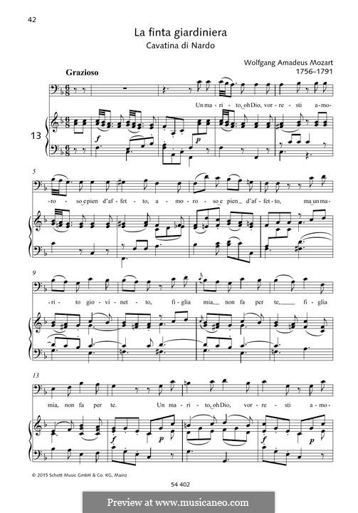 Die verstellte Gärtnerin, K.196: Un marito, oh Dio, vorresti by Wolfgang Amadeus Mozart