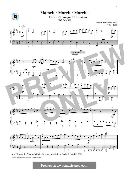 Nr.16 Marsch in D Major, BWV Anh.122: Für Klavier by Johann Sebastian Bach