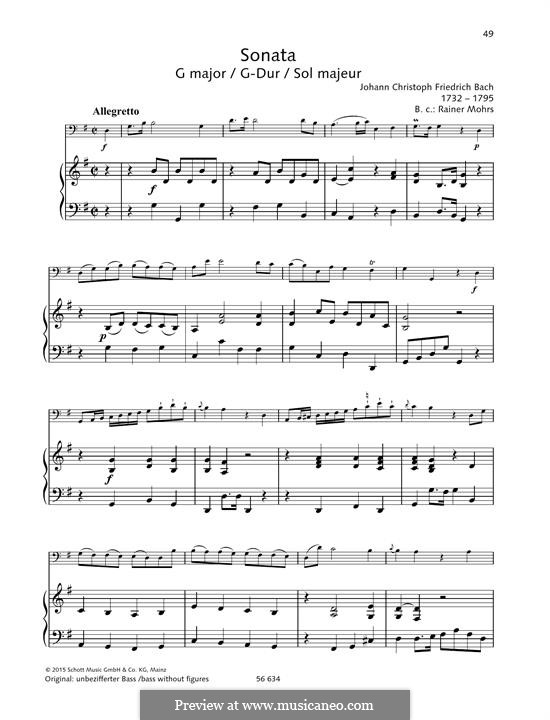 Sonata in G Major: Sonata in G Major by Johann Christoph Friedrich Bach