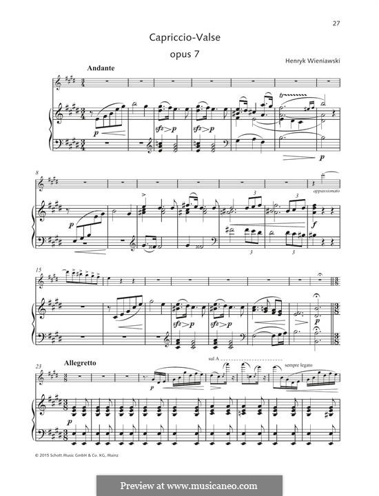 Capriccio Valse, Op.7: Für Violine und Klavier by Henryk Wieniawski