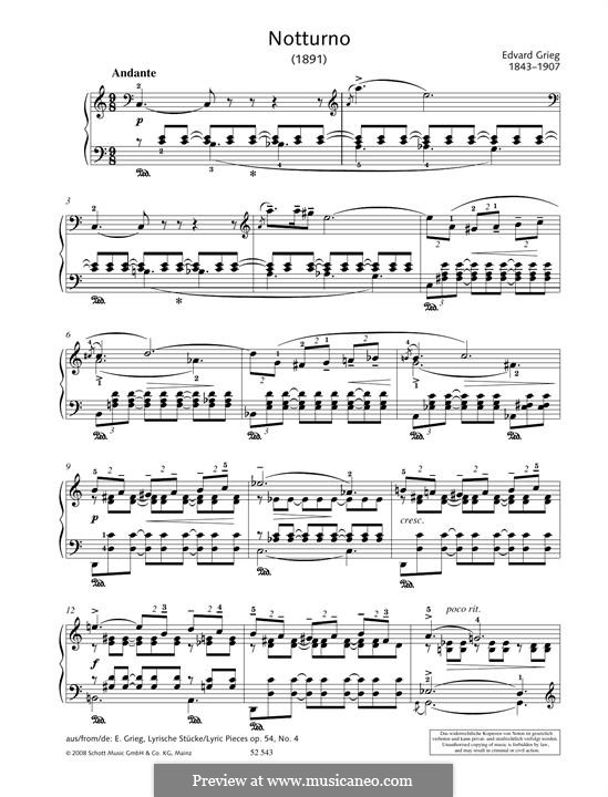 Lyrische Stücke, Op.54: No.4 Nocturne by Edvard Grieg